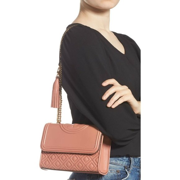 NWT Tory Burch Fleming Small Leather Shoulder Crossbody Bag CLOUD BLUE Authentic - Picture 7 of 15